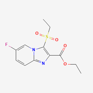 molecular formula C12H13FN2O4S B2642211 Ethyl 3-(ethanesulfonyl)-6-fluoroimidazo[1,2-a]pyridine-2-carboxylate CAS No. 1909309-33-6