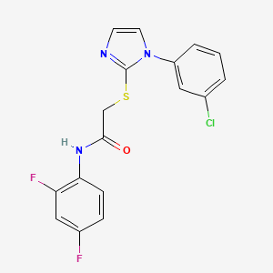 molecular formula C17H12ClF2N3OS B2642213 2-[1-(3-chlorophenyl)imidazol-2-yl]sulfanyl-N-(2,4-difluorophenyl)acetamide CAS No. 851078-97-2