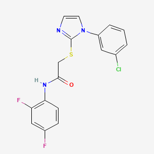 molecular formula C17H12ClF2N3OS B2642213 2-[1-(3-氯苯基)咪唑-2-基]硫代基-N-(2,4-二氟苯基)乙酰胺 CAS No. 851078-97-2