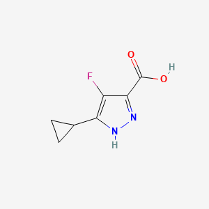 molecular formula C7H7FN2O2 B2642216 5-环丙基-4-氟-1H-吡唑-3-羧酸 CAS No. 681034-74-2