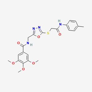 molecular formula C22H24N4O6S B2642228 3,4,5-trimethoxy-N-((5-((2-oxo-2-(p-tolylamino)ethyl)thio)-1,3,4-oxadiazol-2-yl)methyl)benzamide CAS No. 851784-14-0