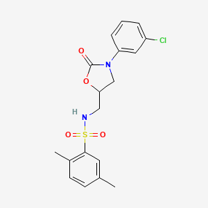molecular formula C18H19ClN2O4S B2642233 N-((3-(3-氯苯基)-2-氧代恶唑烷-5-基)甲基)-2,5-二甲基苯磺酰胺 CAS No. 954705-53-4