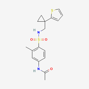 molecular formula C17H20N2O3S2 B2642234 N-(3-methyl-4-(N-((1-(thiophen-2-yl)cyclopropyl)methyl)sulfamoyl)phenyl)acetamide CAS No. 1207009-48-0