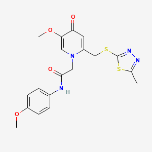 molecular formula C19H20N4O4S2 B2642240 2-(5-methoxy-2-(((5-methyl-1,3,4-thiadiazol-2-yl)thio)methyl)-4-oxopyridin-1(4H)-yl)-N-(4-methoxyphenyl)acetamide CAS No. 932963-39-8