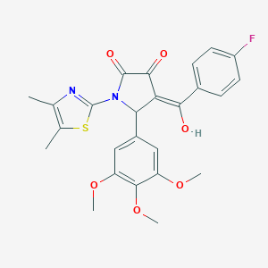 molecular formula C25H23FN2O6S B264225 1-(4,5-dimethyl-1,3-thiazol-2-yl)-4-(4-fluorobenzoyl)-3-hydroxy-5-(3,4,5-trimethoxyphenyl)-1,5-dihydro-2H-pyrrol-2-one 