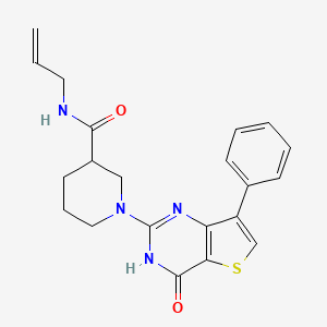 molecular formula C21H22N4O2S B2642259 N-烯丙基-1-(4-氧代-7-苯基-3,4-二氢噻吩并[3,2-d]嘧啶-2-基)哌啶-3-甲酰胺 CAS No. 1242964-91-5