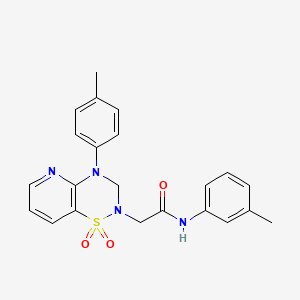 molecular formula C22H22N4O3S B2642264 2-(1,1-dioxido-4-(p-tolyl)-3,4-dihydro-2H-pyrido[2,3-e][1,2,4]thiadiazin-2-yl)-N-(m-tolyl)acetamide CAS No. 1251678-80-4