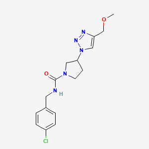 molecular formula C16H20ClN5O2 B2642265 N-(4-chlorobenzyl)-3-(4-(methoxymethyl)-1H-1,2,3-triazol-1-yl)pyrrolidine-1-carboxamide CAS No. 2320459-39-8