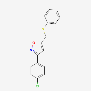 molecular formula C16H12ClNOS B2642273 3-(4-Chlorophenyl)-5-[(phenylthio)methyl]isoxazole CAS No. 478048-79-2