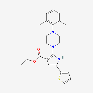 molecular formula C23H27N3O2S B2642281 ethyl 2-[4-(2,6-dimethylphenyl)piperazino]-5-(2-thienyl)-1H-pyrrole-3-carboxylate CAS No. 478050-16-7