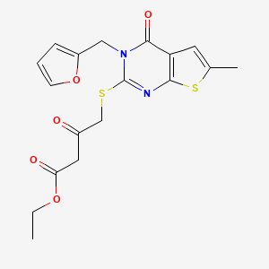 Ethyl 4-{[3-(2-furylmethyl)-6-methyl-4-oxo-3,4-dihydrothieno[2,3-d]pyrimidin-2-yl]thio}-3-oxobutanoate