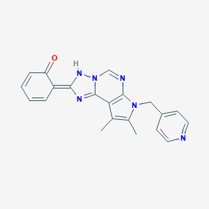 molecular formula C21H18N6O B264229 (6Z)-6-[11,12-dimethyl-10-(pyridin-4-ylmethyl)-3,5,6,8,10-pentazatricyclo[7.3.0.02,6]dodeca-1(9),2,7,11-tetraen-4-ylidene]cyclohexa-2,4-dien-1-one 