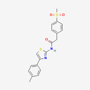 molecular formula C19H18N2O3S2 B2642290 2-(4-(甲基磺酰基)苯基)-N-(4-(对甲苯基)噻唑-2-基)乙酰胺 CAS No. 919848-61-6