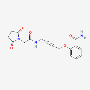 molecular formula C17H17N3O5 B2642305 2-((4-(2-(2,5-二氧代吡咯烷-1-基)乙酰氨基)丁-2-炔-1-基)氧基)苯甲酰胺 CAS No. 1421506-50-4