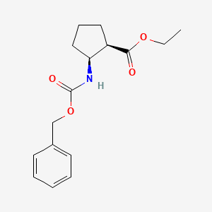 molecular formula C16H21NO4 B2642315 Ethyl (1R,2S)-2-(Cbz-amino)cyclopentanecarboxylate CAS No. 1140972-27-5; 63873-60-9