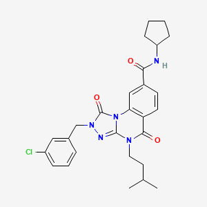 molecular formula C27H30ClN5O3 B2642328 2-(3-氯苄基)-N-环戊基-4-(3-甲基丁基)-1,5-二氧代-1,2,4,5-四氢[1,2,4]三唑并[4,3-a]喹唑啉-8-甲酰胺 CAS No. 1242913-25-2