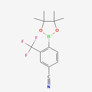 molecular formula C14H15BF3NO2 B2642336 4-(4,4,5,5-Tetramethyl-1,3,2-dioxaborolan-2-yl)-3-(trifluoromethyl)benzonitrile CAS No. 1449475-41-5