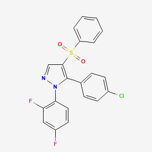 molecular formula C21H13ClF2N2O2S B2642346 5-(4-氯苯基)-1-(2,4-二氟苯基)-4-(苯磺酰基)-1H-吡唑 CAS No. 318951-65-4