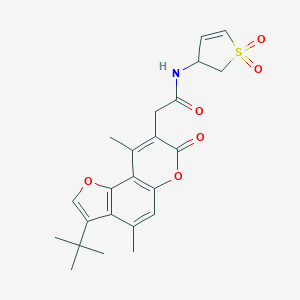 molecular formula C23H25NO6S B264235 2-(3-tert-butyl-4,9-dimethyl-7-oxo-7H-furo[2,3-f]chromen-8-yl)-N-(1,1-dioxido-2,3-dihydro-3-thienyl)acetamide 