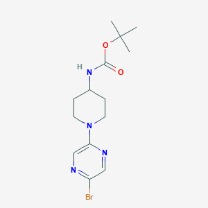 molecular formula C14H21BrN4O2 B2642357 叔丁酯 N-[1-(5-溴吡嗪-2-基)哌啶-4-基]氨基甲酸酯 CAS No. 2377036-17-2