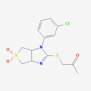 molecular formula C14H15ClN2O3S2 B264236 1-{[1-(3-chlorophenyl)-5,5-dioxido-3a,4,6,6a-tetrahydro-1H-thieno[3,4-d]imidazol-2-yl]sulfanyl}acetone 