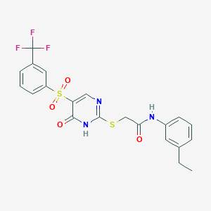 N-(3-ethylphenyl)-2-((6-oxo-5-((3-(trifluoromethyl)phenyl)sulfonyl)-1,6-dihydropyrimidin-2-yl)thio)acetamide