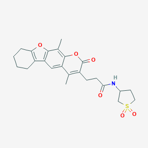3-(4,11-dimethyl-2-oxo-6,7,8,9-tetrahydro-2H-[1]benzofuro[3,2-g]chromen-3-yl)-N-(1,1-dioxidotetrahydro-3-thienyl)propanamide