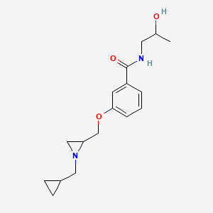 molecular formula C17H24N2O3 B2642381 3-[[1-(Cyclopropylmethyl)aziridin-2-yl]methoxy]-N-(2-hydroxypropyl)benzamide CAS No. 2418649-00-8
