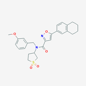 molecular formula C26H28N2O5S B264239 N-(1,1-dioxidotetrahydro-3-thienyl)-N-(3-methoxybenzyl)-5-(5,6,7,8-tetrahydro-2-naphthalenyl)-3-isoxazolecarboxamide 