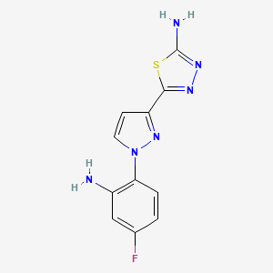 5-[1-(2-amino-4-fluorophenyl)-1H-pyrazol-3-yl]-1,3,4-thiadiazol-2-amine