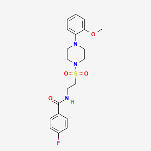 molecular formula C20H24FN3O4S B2642393 4-fluoro-N-[2-[4-(2-methoxyphenyl)piperazin-1-yl]sulfonylethyl]benzamide CAS No. 899979-99-8