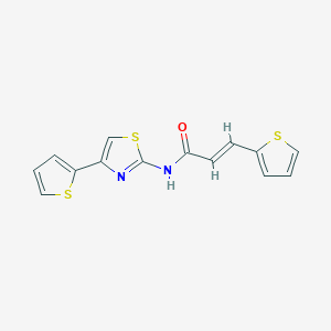 molecular formula C14H10N2OS3 B2642399 (E)-3-(thiophen-2-yl)-N-(4-(thiophen-2-yl)thiazol-2-yl)acrylamide CAS No. 325694-01-7