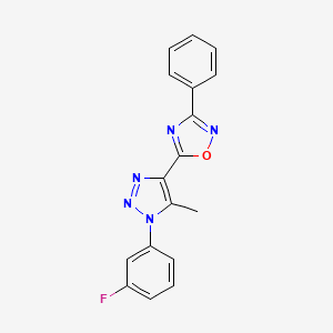 molecular formula C17H12FN5O B2642406 5-(1-(3-fluorophenyl)-5-methyl-1H-1,2,3-triazol-4-yl)-3-phenyl-1,2,4-oxadiazole CAS No. 895093-38-6