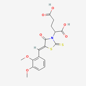 molecular formula C17H17NO7S2 B2642407 (Z)-2-(5-(2,3-dimethoxybenzylidene)-4-oxo-2-thioxothiazolidin-3-yl)pentanedioic acid CAS No. 844449-28-1