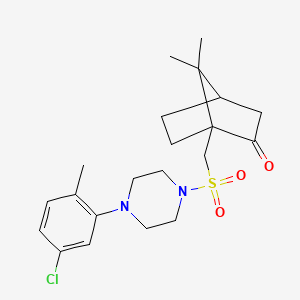 molecular formula C21H29ClN2O3S B2642414 1-[[4-(5-氯-2-甲基苯基)哌嗪-1-基]磺酰甲基]-7,7-二甲基双环[2.2.1]庚烷-2-酮 CAS No. 1022130-08-0