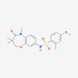 molecular formula C20H24N2O5S B2642420 4-methoxy-2-methyl-N-(3,3,5-trimethyl-4-oxo-2,3,4,5-tetrahydrobenzo[b][1,4]oxazepin-8-yl)benzenesulfonamide CAS No. 921903-69-7