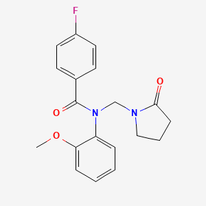 4-fluoro-N-(2-methoxyphenyl)-N-[(2-oxopyrrolidin-1-yl)methyl]benzamide