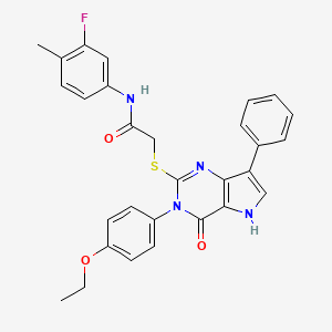 molecular formula C29H25FN4O3S B2642437 2-((3-(4-乙氧苯基)-4-氧代-7-苯基-4,5-二氢-3H-吡咯并[3,2-d]嘧啶-2-基)硫代)-N-(3-氟-4-甲苯基)乙酰胺 CAS No. 2034314-83-3