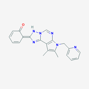 molecular formula C21H18N6O B264244 (6Z)-6-[11,12-dimethyl-10-(pyridin-2-ylmethyl)-3,5,6,8,10-pentazatricyclo[7.3.0.02,6]dodeca-1(9),2,7,11-tetraen-4-ylidene]cyclohexa-2,4-dien-1-one 