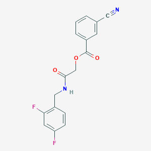molecular formula C17H12F2N2O3 B2642441 2-((2,4-Difluorobenzyl)amino)-2-oxoethyl 3-cyanobenzoate CAS No. 1794897-49-6