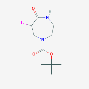 molecular formula C10H17IN2O3 B2642450 叔丁基 6-碘-5-氧代-1,4-二氮杂环戊烷-1-羧酸酯 CAS No. 2243515-29-7
