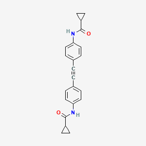 molecular formula C22H20N2O2 B2642453 N-[4-(2-{4-[(cyclopropylcarbonyl)amino]phenyl}ethynyl)phenyl]cyclopropanecarboxamide CAS No. 478245-99-7