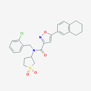 molecular formula C25H25ClN2O4S B264246 N-(2-chlorobenzyl)-N-(1,1-dioxidotetrahydro-3-thienyl)-5-(5,6,7,8-tetrahydro-2-naphthalenyl)-3-isoxazolecarboxamide 