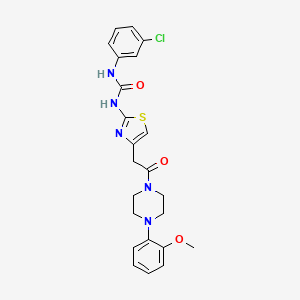 molecular formula C23H24ClN5O3S B2642463 1-(3-Chlorophenyl)-3-(4-(2-(4-(2-methoxyphenyl)piperazin-1-yl)-2-oxoethyl)thiazol-2-yl)urea CAS No. 897621-10-2