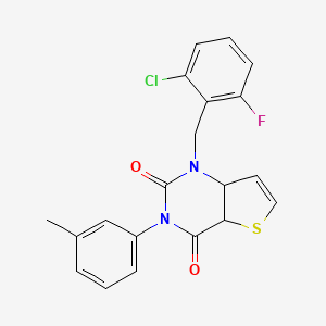 molecular formula C20H14ClFN2O2S B2642475 1-[(2-chloro-6-fluorophenyl)methyl]-3-(3-methylphenyl)-1H,2H,3H,4H-thieno[3,2-d]pyrimidine-2,4-dione CAS No. 1326833-34-4