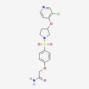 molecular formula C17H18ClN3O5S B2642477 2-(4-((3-((3-Chloropyridin-4-yl)oxy)pyrrolidin-1-yl)sulfonyl)phenoxy)acetamide CAS No. 2034619-10-6