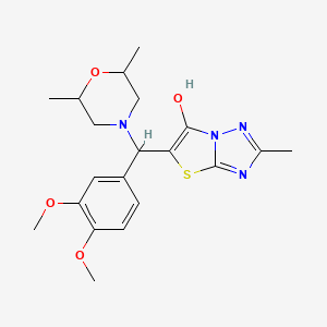 molecular formula C20H26N4O4S B2642478 5-((3,4-Dimethoxyphenyl)(2,6-dimethylmorpholino)methyl)-2-methylthiazolo[3,2-b][1,2,4]triazol-6-ol CAS No. 1005072-46-7