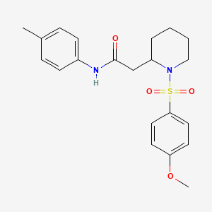 molecular formula C21H26N2O4S B2642486 2-(1-((4-methoxyphenyl)sulfonyl)piperidin-2-yl)-N-(p-tolyl)acetamide CAS No. 941911-15-5