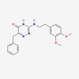 molecular formula C20H22N4O3 B2642491 6-benzyl-3-((3,4-dimethoxyphenethyl)amino)-1,2,4-triazin-5(4H)-one CAS No. 881436-02-8