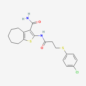 2-[3-(4-chlorophenyl)sulfanylpropanoylamino]-5,6,7,8-tetrahydro-4H-cyclohepta[b]thiophene-3-carboxamide